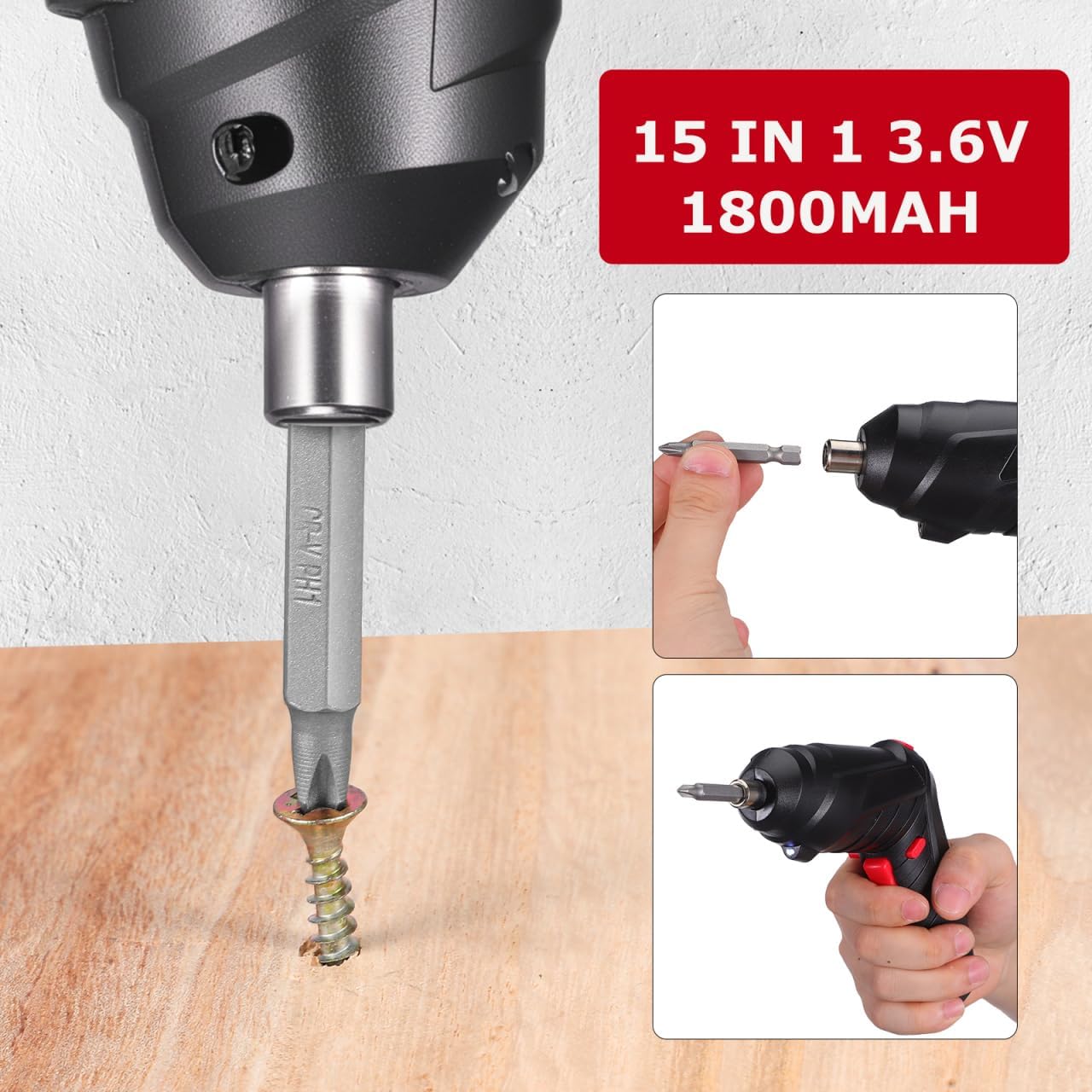 Rechargeable Cordless Screwdriver with Led Light Compact Electric Hand Drill Usb Charging Ergonomic Handle for Home Diy Furniture Assembly and Small Repairs