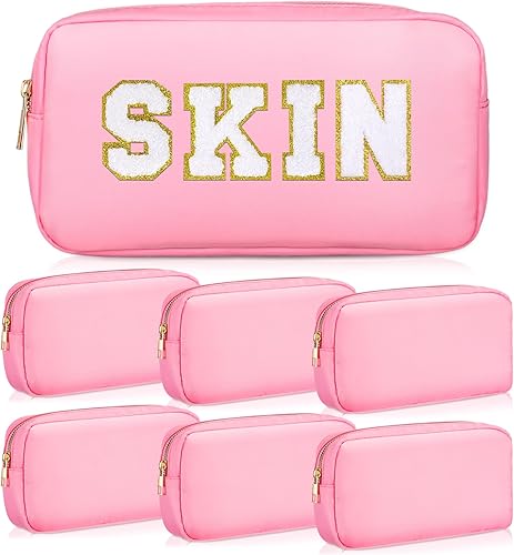 Remerry Bolsa de cosméticos de nailon, bolsa de maquillaje de viaje, bolsa de aseo con cremallera, bolsa de maquillaje preparada, bolsa organizadora