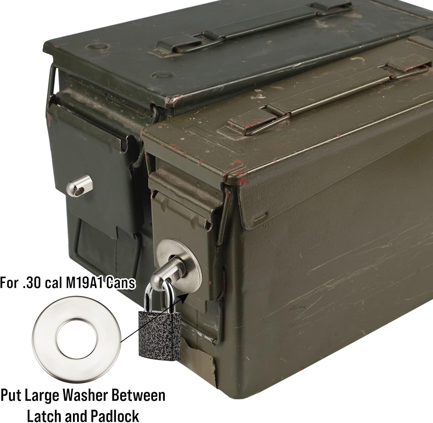 Lounsweer 4 Set Box Can Lock Hardware Kit Metal Stainless Steel Locking Kit Compatible with Ammunition Magazine Boxes Cans Cases for 50 Cal, Fat 50, 30 Cal, 20 Mm, 40 mm