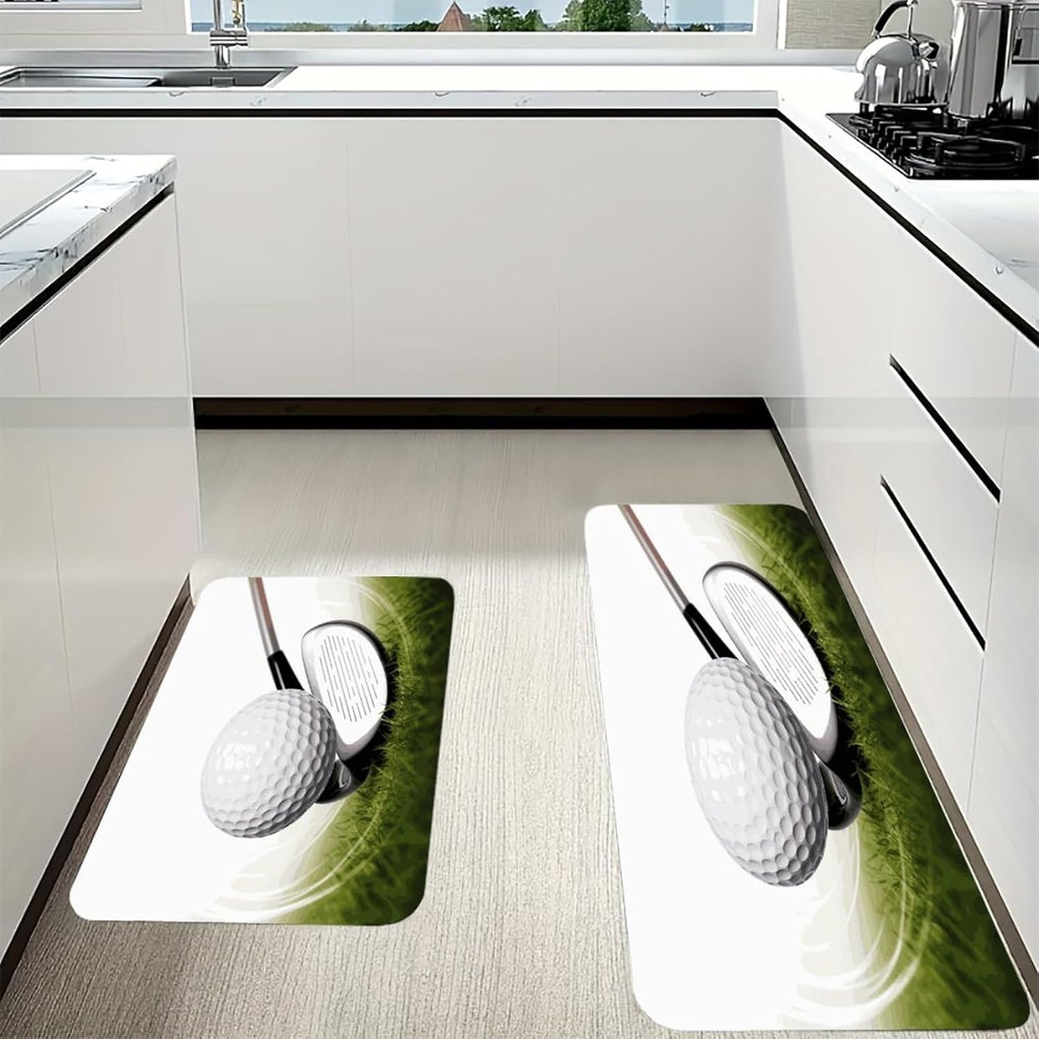 Golf Club Kitchen Mats with 2PCS Non-Slip Washable,Kitchen Rug Heavy Duty Durable, Floor Mats for Kitchen,Office,Sink,Laundry