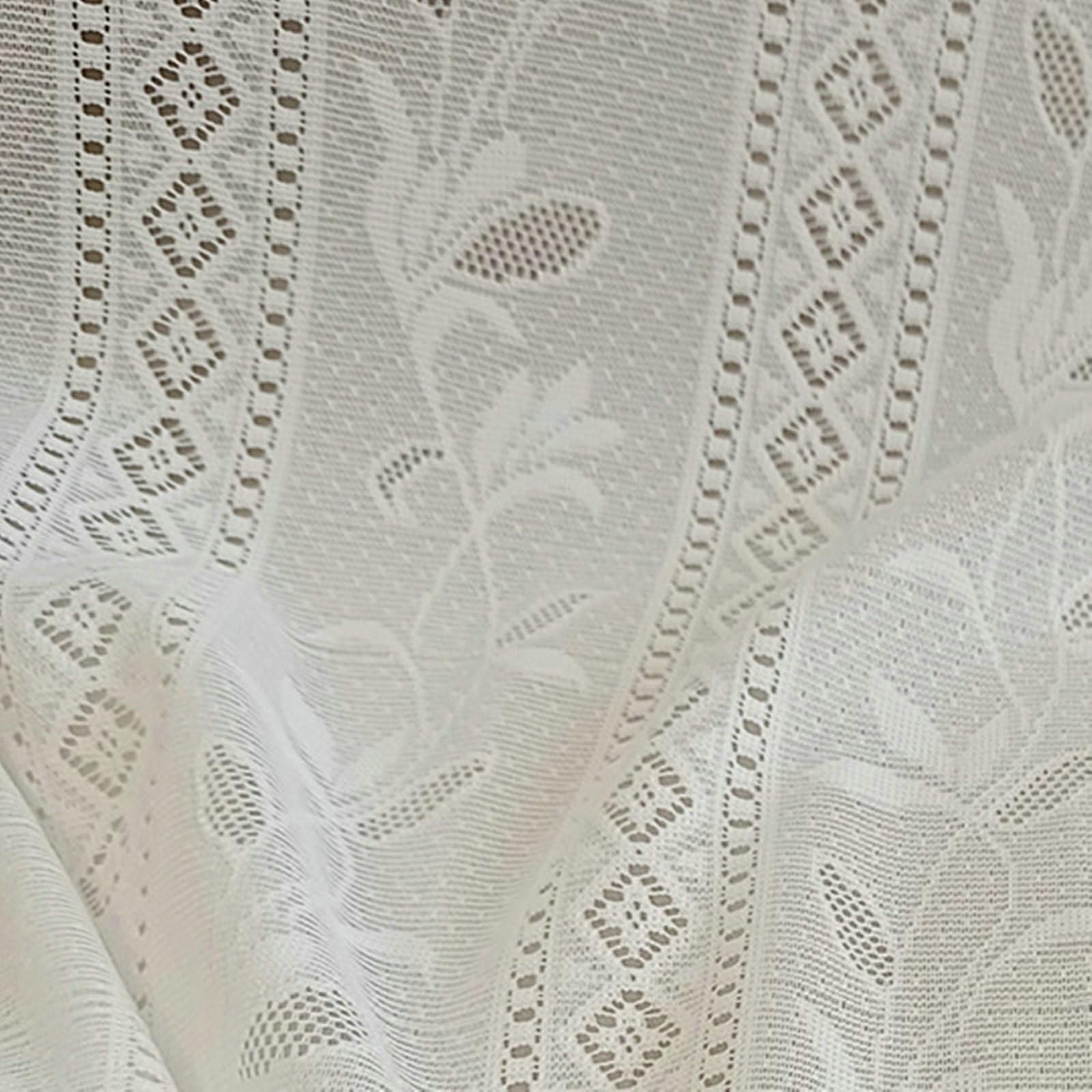 Tenda Camera Oscurante, Tende Bianche Finestra A Vetro 132X244CM Tende Finestra Pizzo Traforato Jacquard