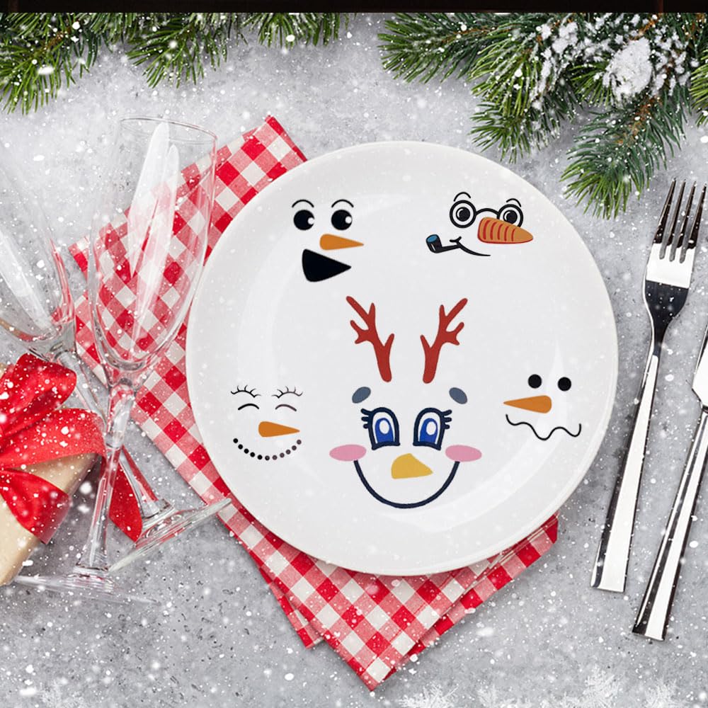 GlyinnHe 60 calcomanías de cara de muñeco de nieve de Navidad, lindas calcomanías de cara de muñeco de nieve, calcomanías de vinilo de Navidad para ventana de Navidad, decoración de pared, nevera,
