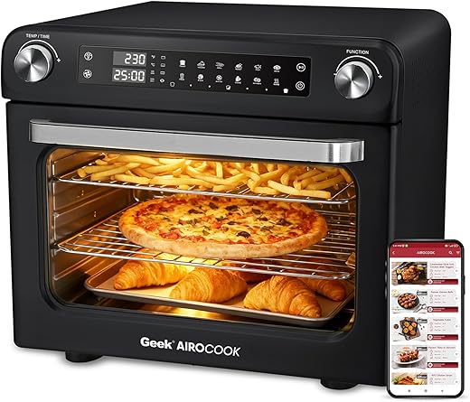 Geek AiroCook Magnix 36 Litre Large Air Fryer Oven | Stainless Steel OTG | Grill, Bake, Toast, Rotisserie, Air Fry with 85% Less Oil | Smart Home…