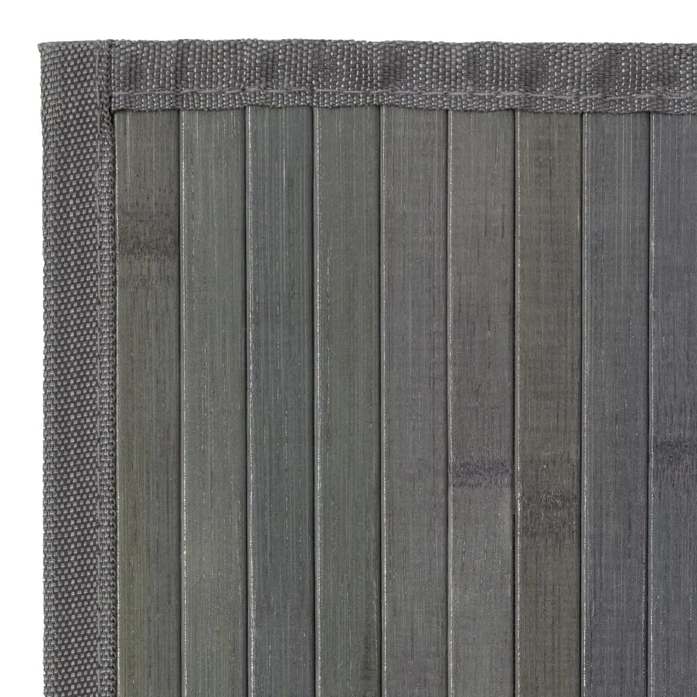 Tapis de Sol antidérapant, Moquette à Rayures en Bambou Coloris Gris - Longueur 200 x Profondeur 140 cm