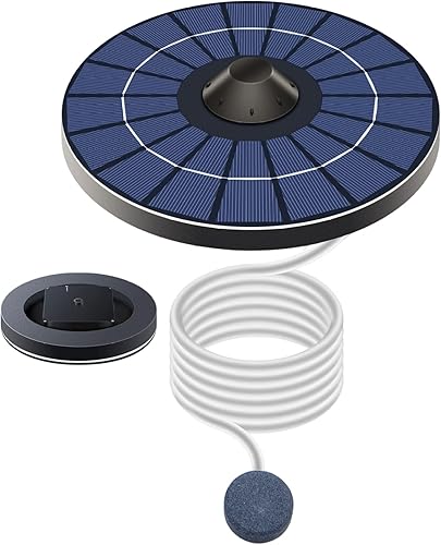 Nicedeal Bomba de aire con oxigenador solar, bomba de aireador de estanque solar flotante al aire libre, aireador de estanque de peces, oxigenador,