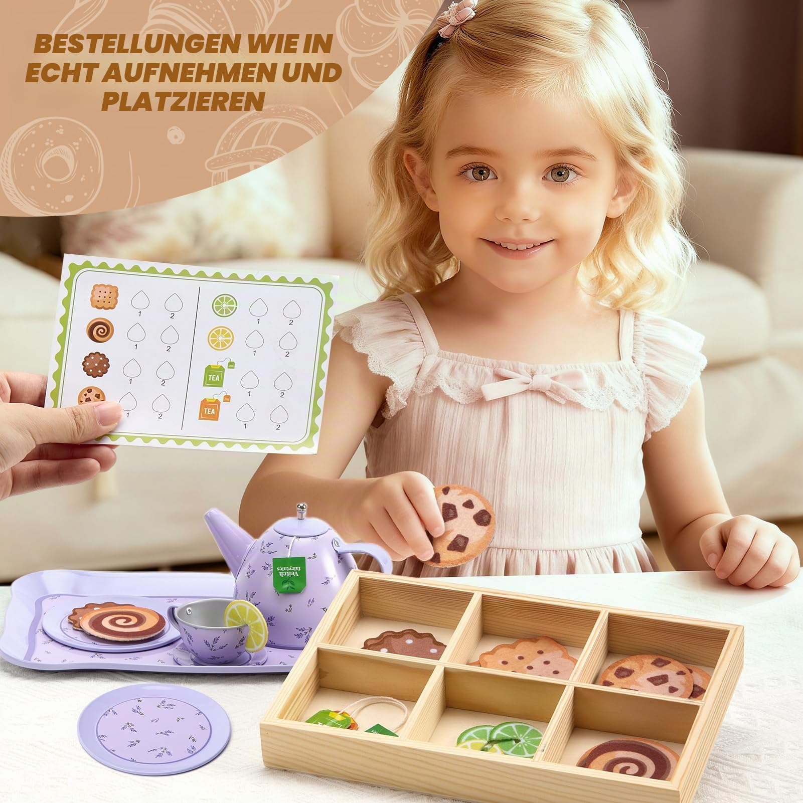 Kinder Teeservice Set Spielküche Kinderküche Enthält Teeset & Matschküche Zubehör Outdoor Kinder küchenspielzeug küchenzubehör Spielzeug Geschenk für Mädchen ab 3 4 5 6 Jahre (Lila)