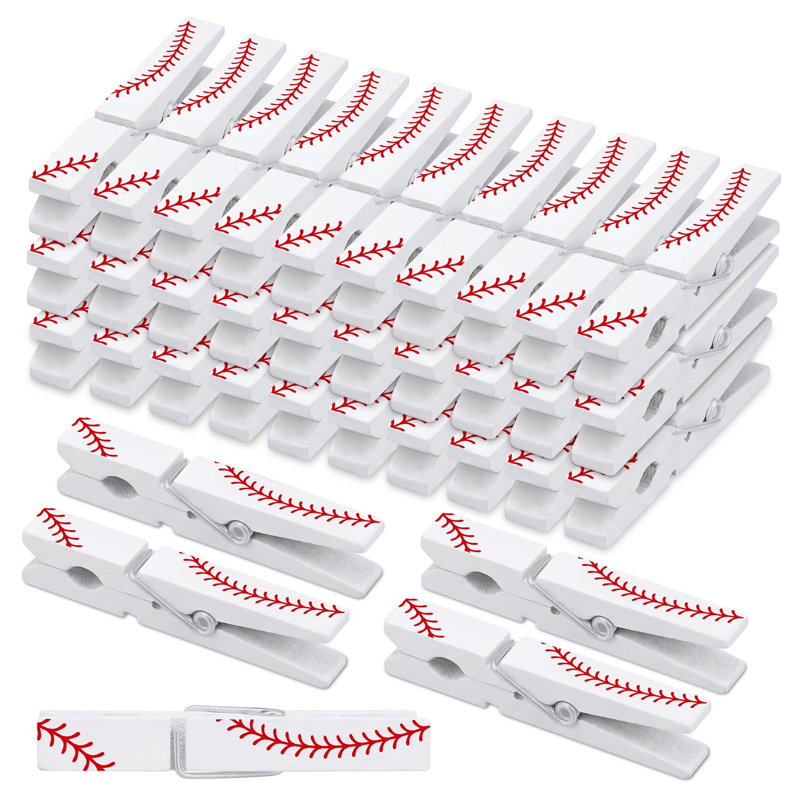 36 Pcs Baseball Clips Baseball Team Gifts Bulk Cheer Clothes Pins Wooden Charms Spirit Bag Clips for Crafts Backpacks Decorations Photo Cheerleading Accessories