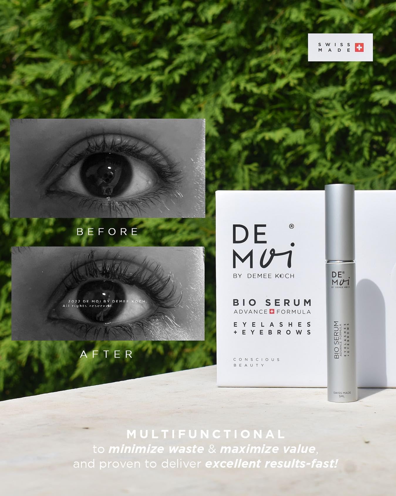 DE MOI Organic Serum 2 in 1: for Lashes + Brows [ Swiss Made
