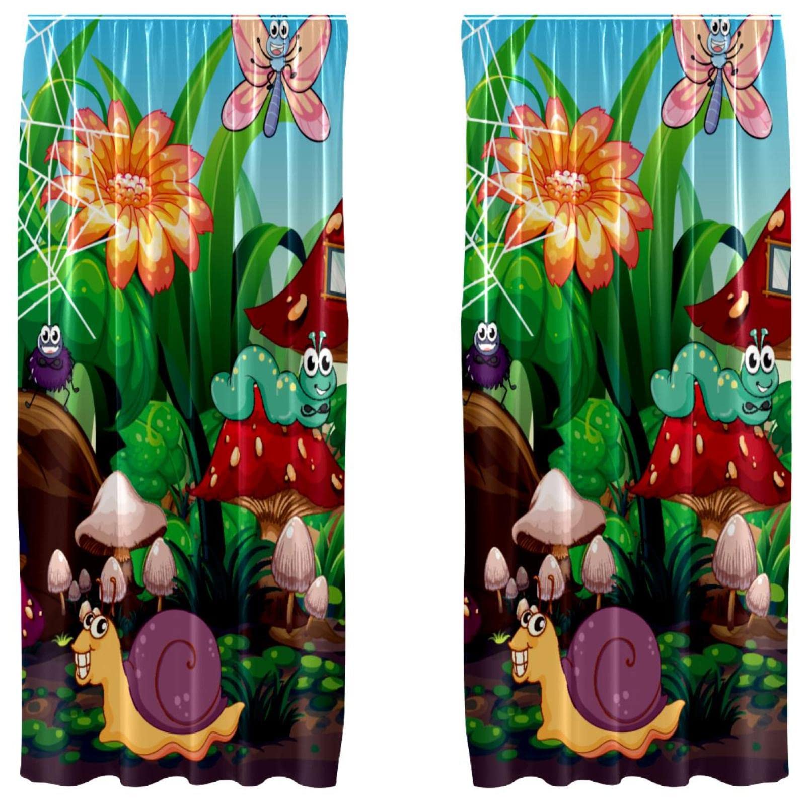 Rideaux champignon et coccinelle de 139,7x213,4 cm pour fenêtre