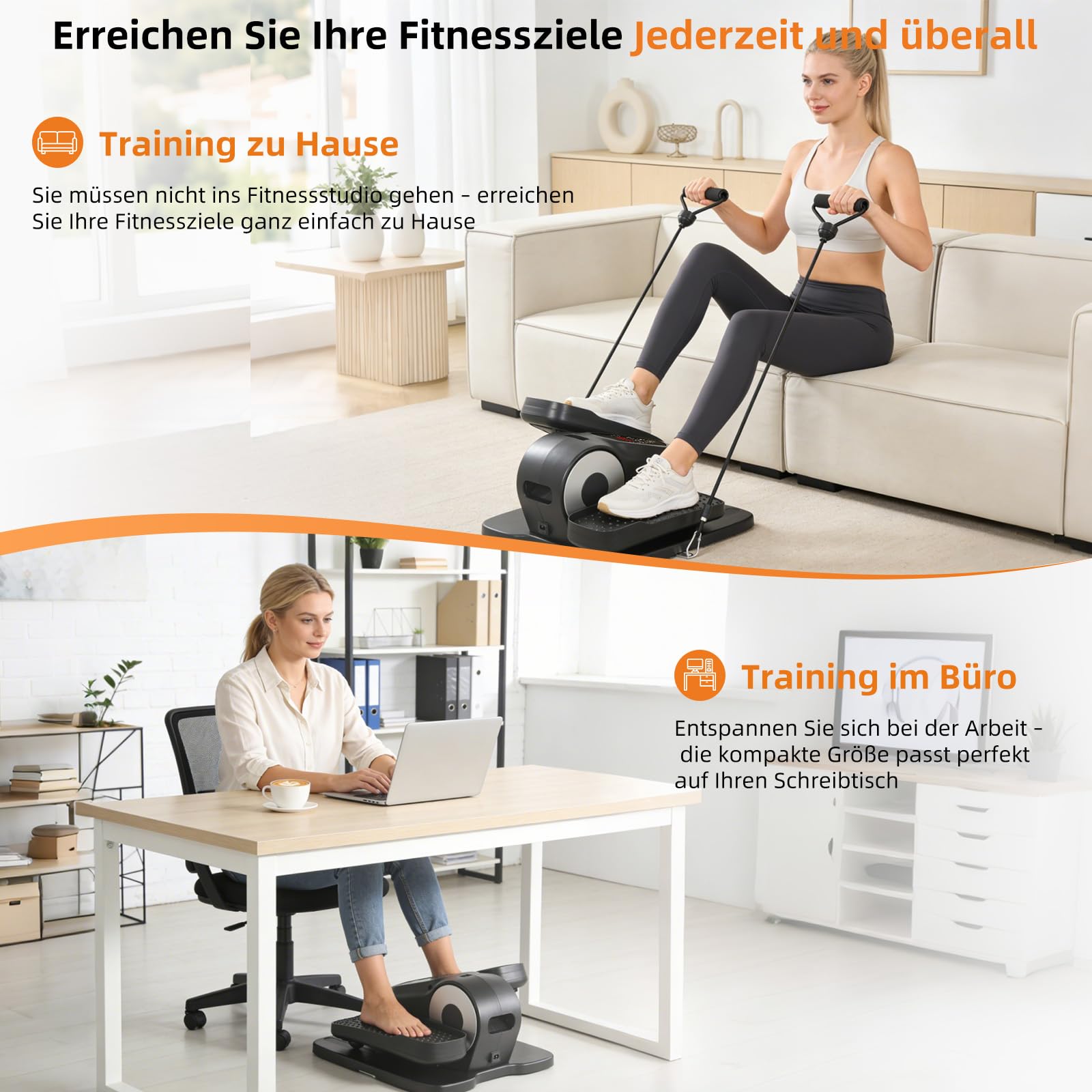 EVOLAND Mini Ellipsentrainer Sitzend, Elektrischer Crosstrainer im Sitzen Klein für Sanfte Übungen, Leise und Kompakt, mit Fernbedienung, LCD Display, 12 Geschwindigkeit