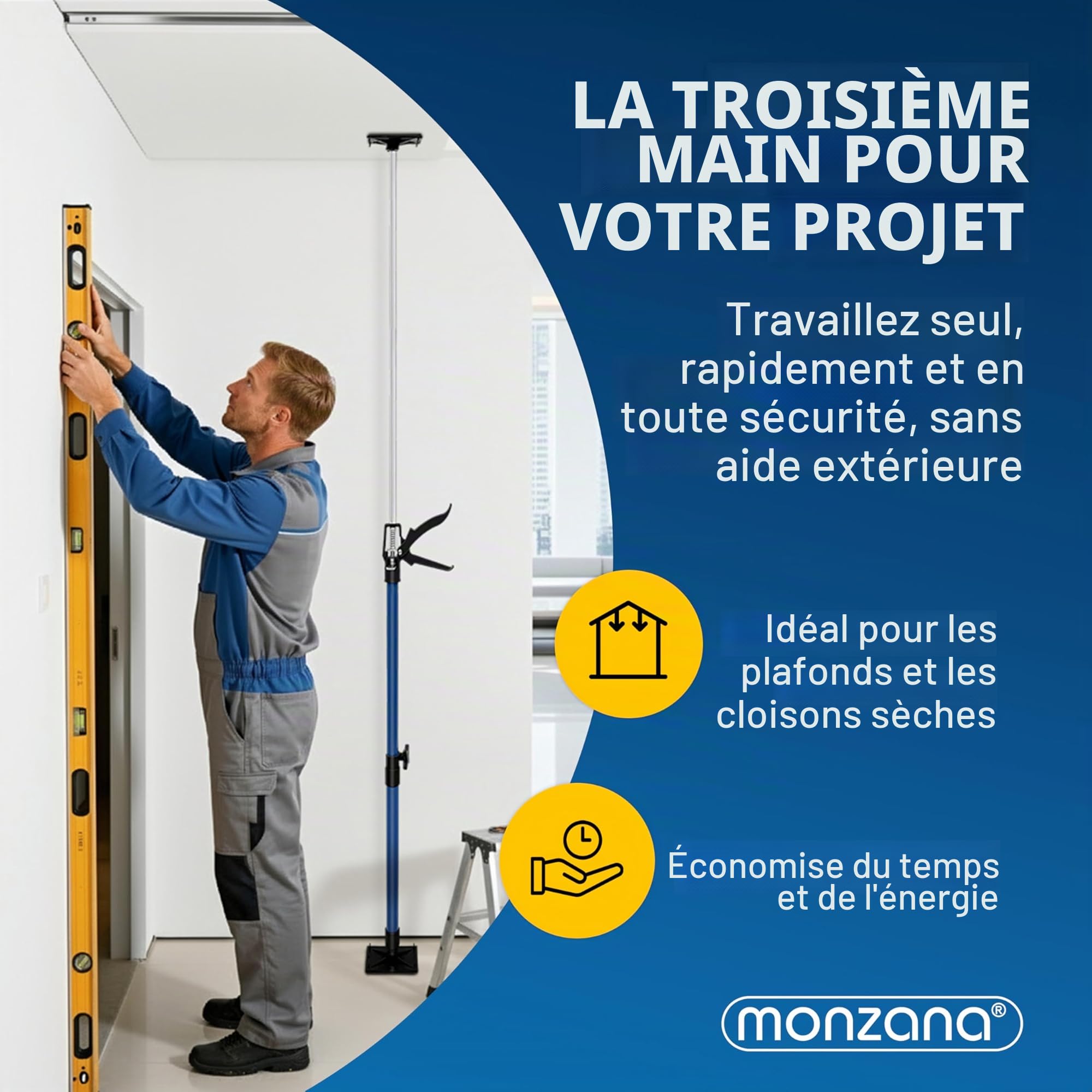 Set de 4 étai de porte acier réglable 115-290cm max. 30kg soutien télescopique