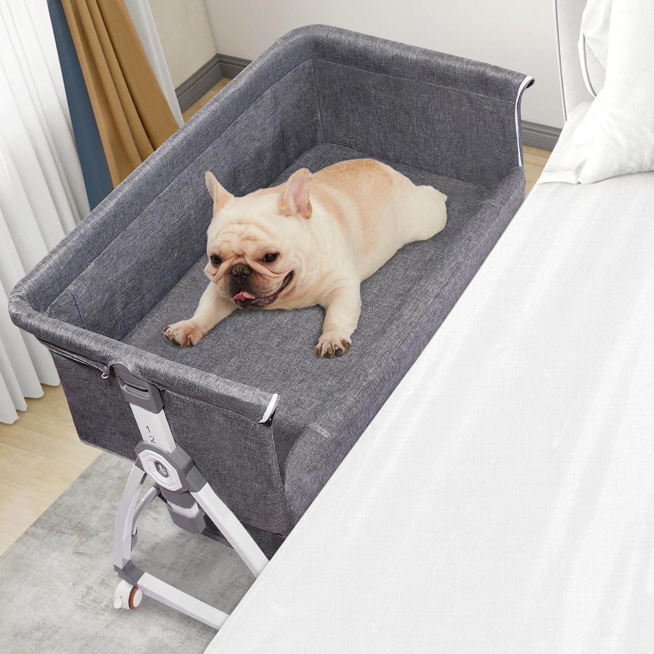 Raised Pet Bunk Bed,Dog Bed Attachment to Human Bed,Human Dog Bed,Bedside Dog Bed,Dog Bunk Bed,Dog Bassinet Bedside Sleeper,Bed Extender for Dogs,Bedside Pet Lounger