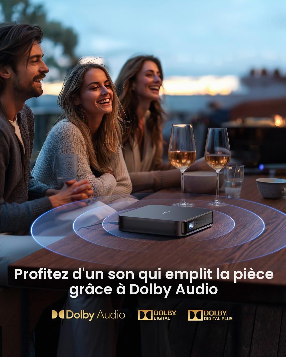 Dangbei Atom Mini Videoprojecteur,1200 lumens ISO 1080p, HDR10, HLG, Dolby Audio, Commande vocale Google Assistant, 3D, Seulement 2,82 Livres, autofocus (Grey)