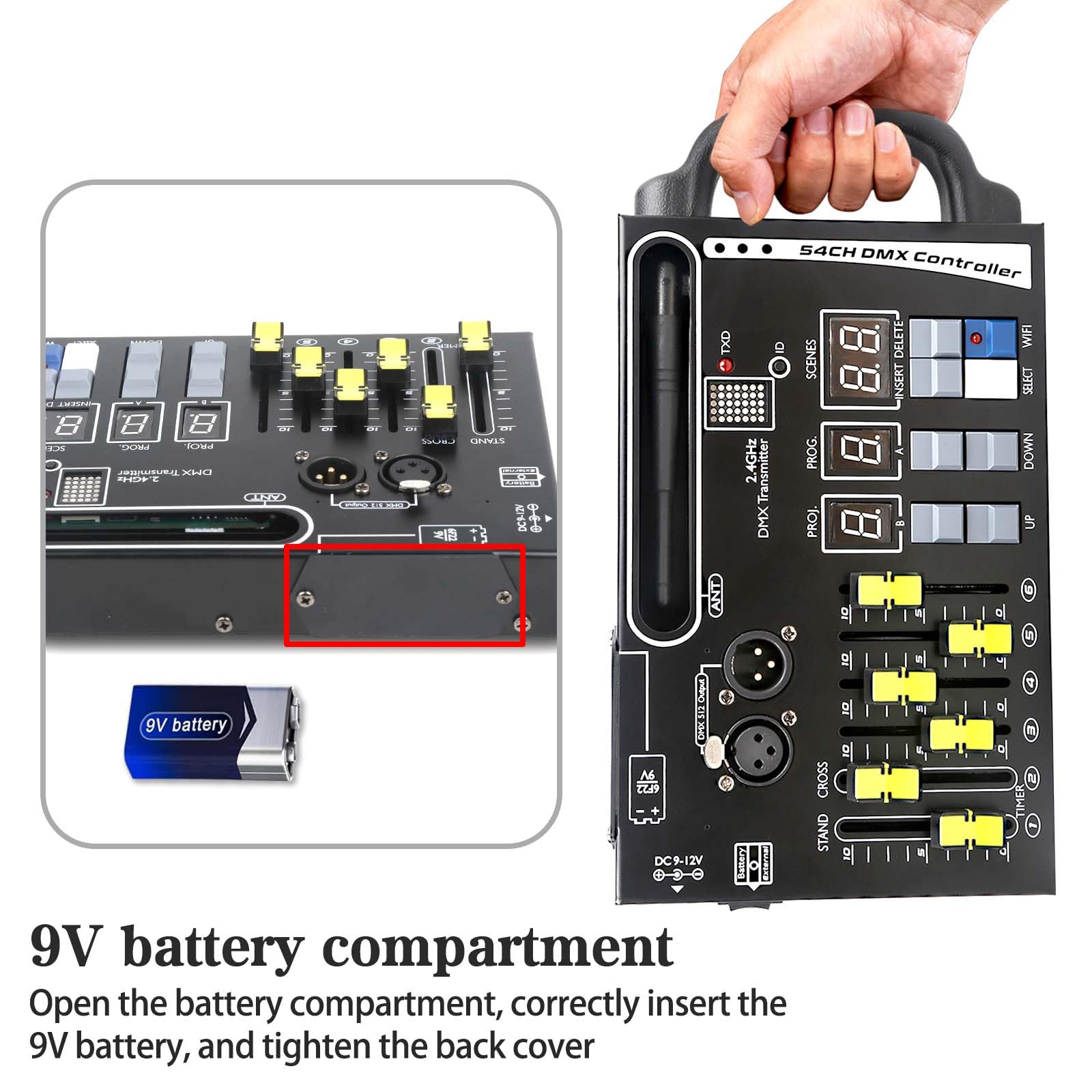 DMX512 - Console luminoso, controller DMX a 54 canali, compatibile con ricevitori radio DMX512