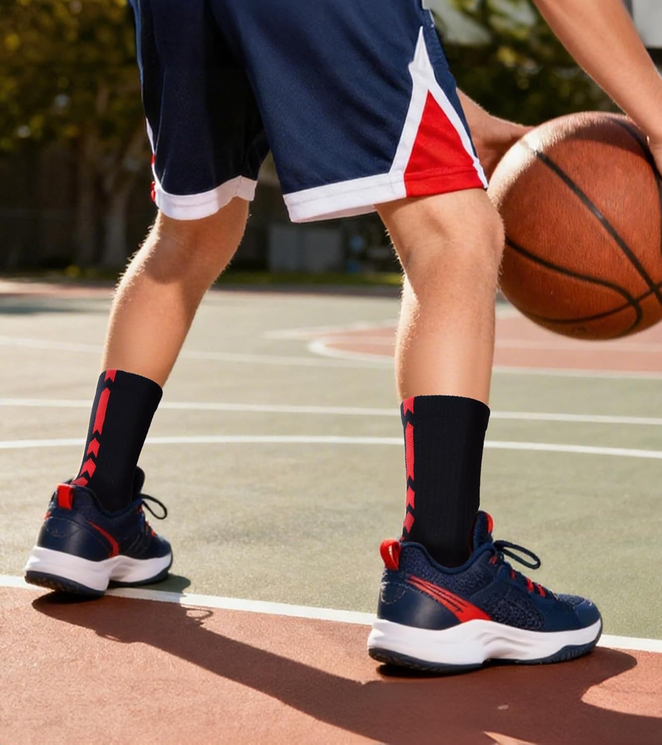 ユース厚手バスケットボールソックス 男の子用 - クッション付きスポーツ着圧ソックス アクティブなお子様用 6~12歳用