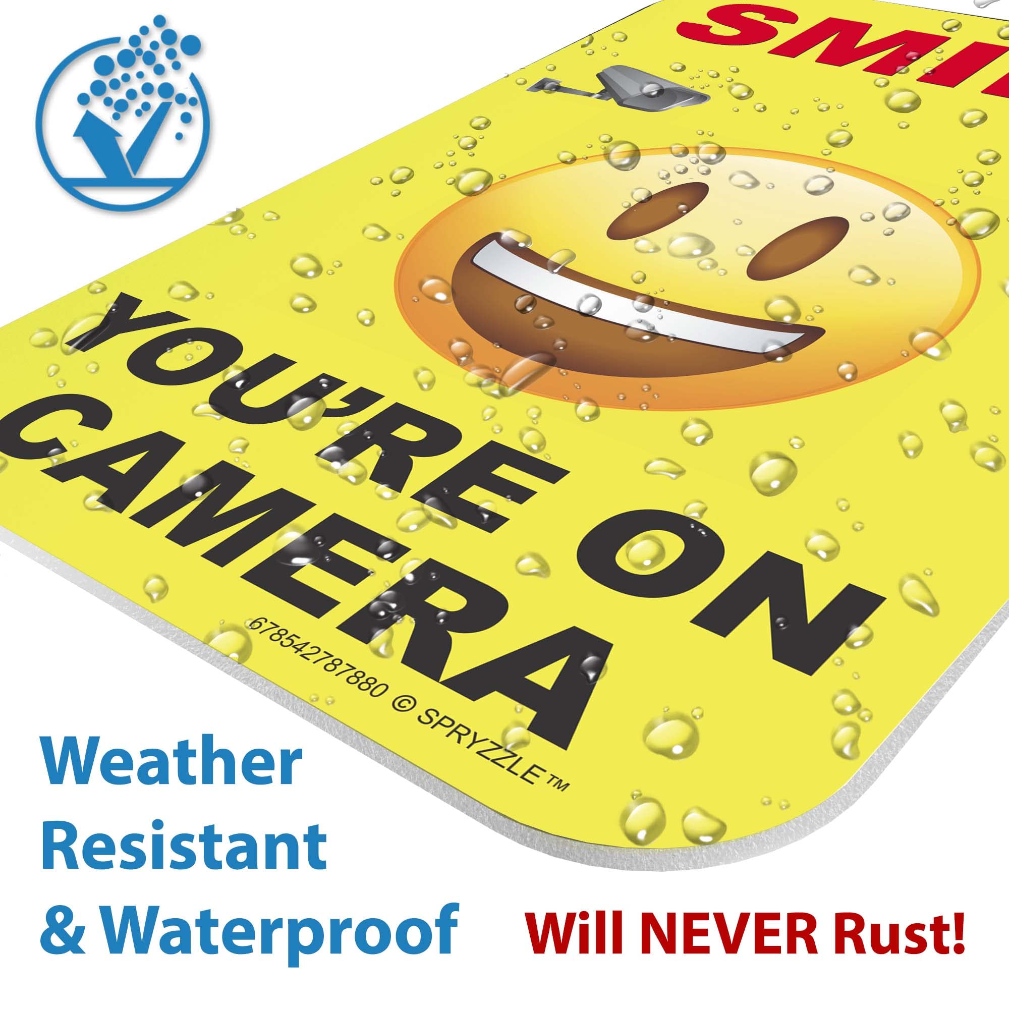 Cartello Di Avvertimento Smile! You're On Camera Cartello Di Sicurezza Cartello Stradale Cartello Aziendale 15,2 X 20,3 Cm Cartello In Alluminio Metallo - Foto 6