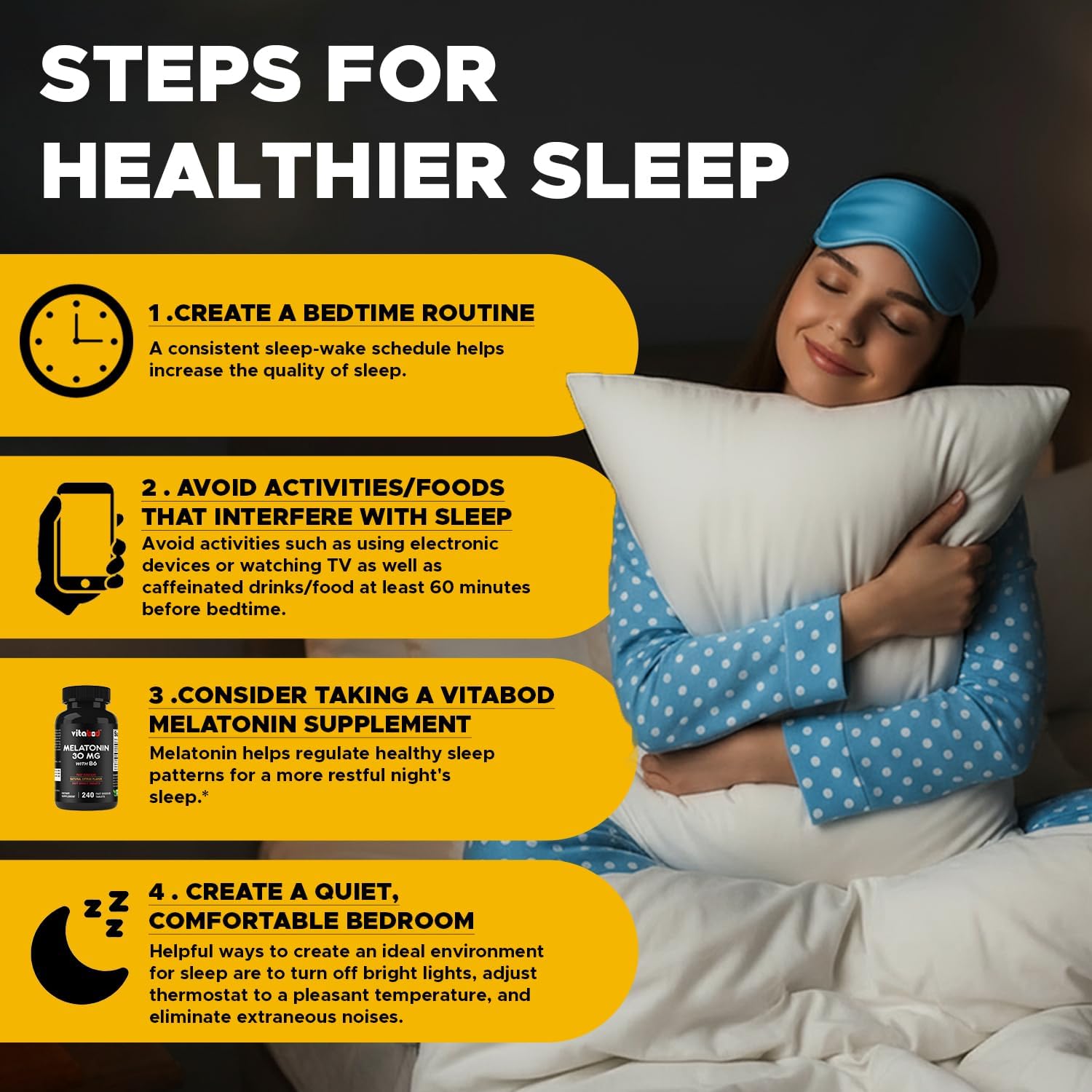 Melatonin 30 mg with Vitamin B6 – 240 Fast Dissolve Tablets High-Potency Sleep Support – Drug-Free, Natural Citrus Flavor – Vegetarian, Non-GMO, Gluten-Free - Image 7