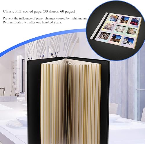 Miniatura 6 de Álbum de fotos autoadhesivo cubierta de cuero autoadhesiva 60 páginas álbumes de recortes magnéticos familiares para Navidad boda cumpleaños regalos