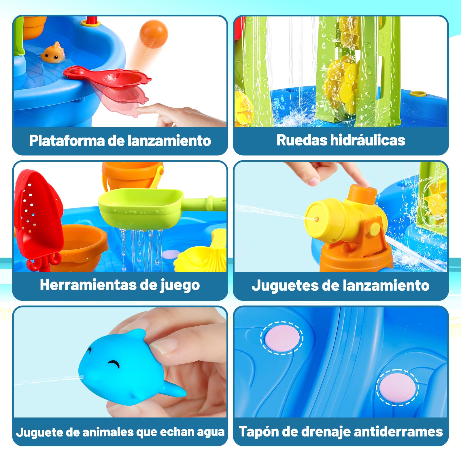 FRUSE Mesa de Agua para Niños 3 Niveles Sensorial Juguetes Verano al Aire Libre 3-8 Años