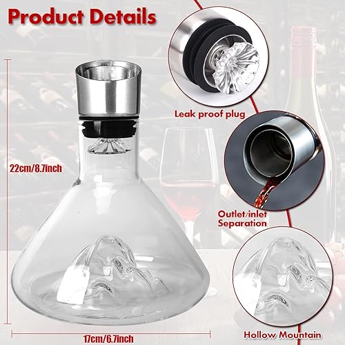 Decantador de vino, jarra de vino tinto, aireador de vino, decantadores, decantador base iceberg, caja de regalo de decantador, caja de regalo para