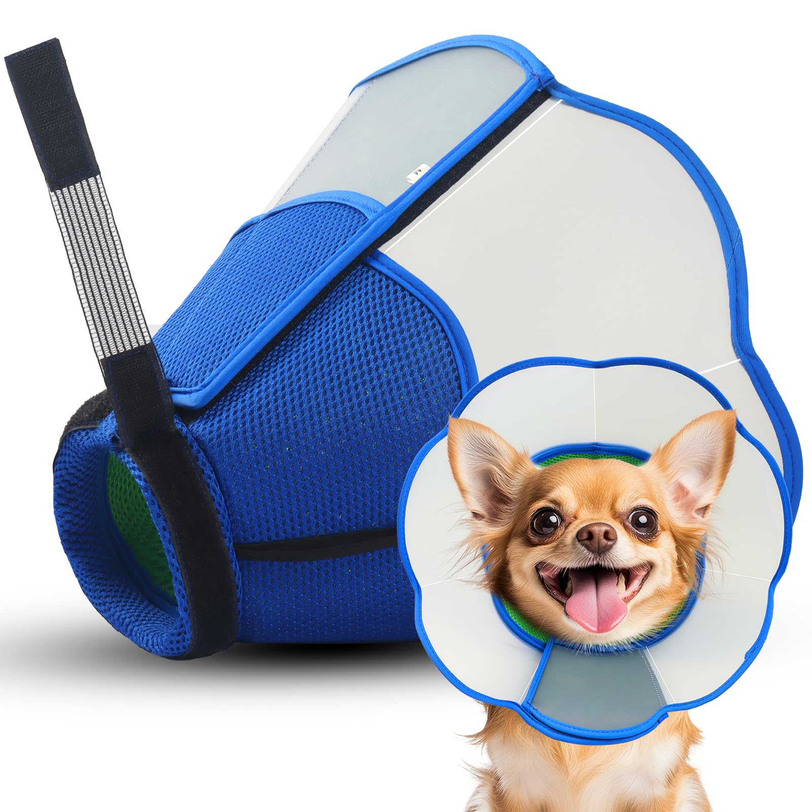Photo 1 of Hard & Heavy Plastic Dog Cone Collar Alternative for Medium Dogs (French Bulldog Dachshund), Adjustable Elizabethan Protective Cone for Healing, Comfortable Recovery Collar Cone of Shame Anti-Lick