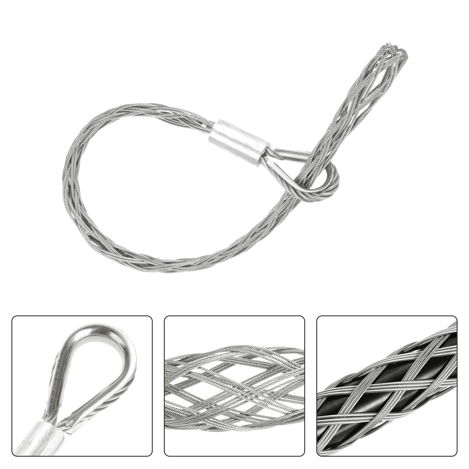 QUARKZMAN 35-48mm OD Calza per Tirare Cavi Presa 0,77m Testa Singola Lato Tirare Rete Metallico Tirante Calza Grip Strumenti in Acciaio Inossidabile