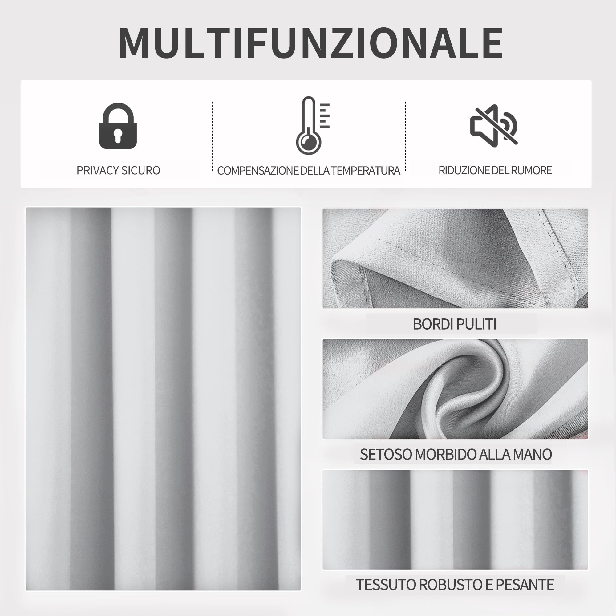 Joydeco Tende Oscuranti per Interni 2 Pezzi, Tende Termiche con Occhielli per Soggiorno Moderne, Cameretta Bambini, Camera da Letto Blackout Curtains(2xL132xA137,Grigio Bianco)