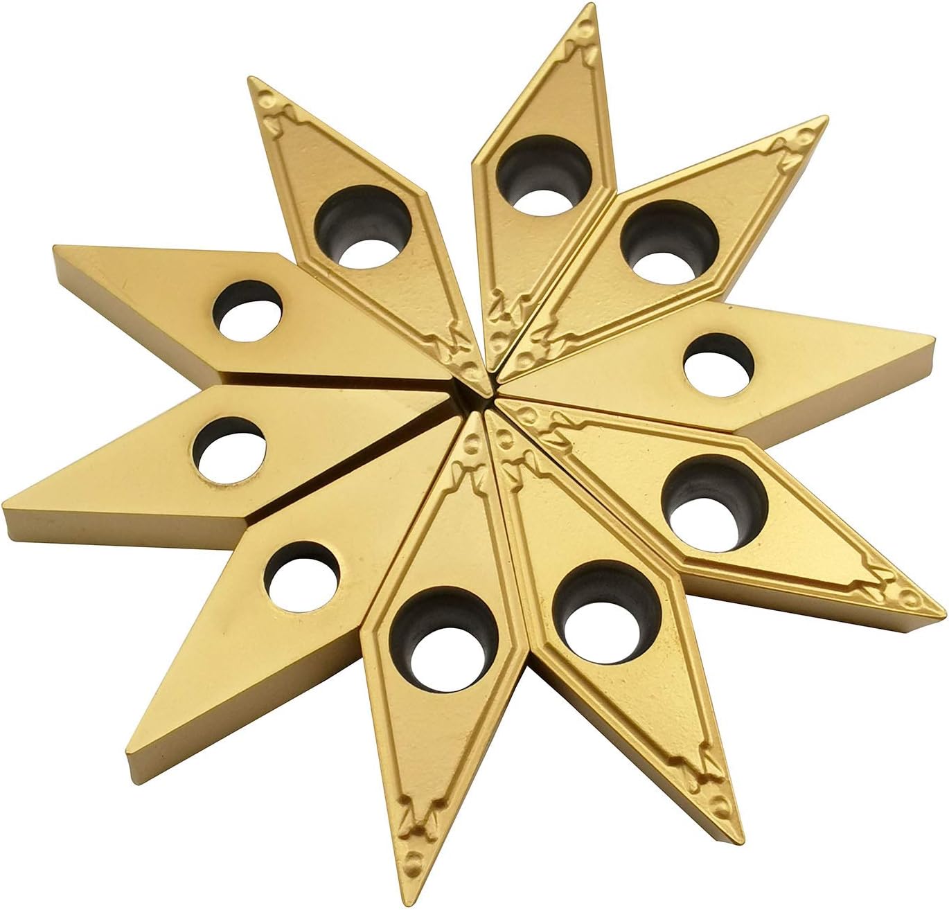 VBMT331 / VBMT160404-HQ US735 CNC Lathe Indexable Carbide Turning Insert Cutting Blade for VBMT Turning Tool Holder, Multilayer Coated, 3/16" Thick, 1/64" Radius(VBMT331 yellow)