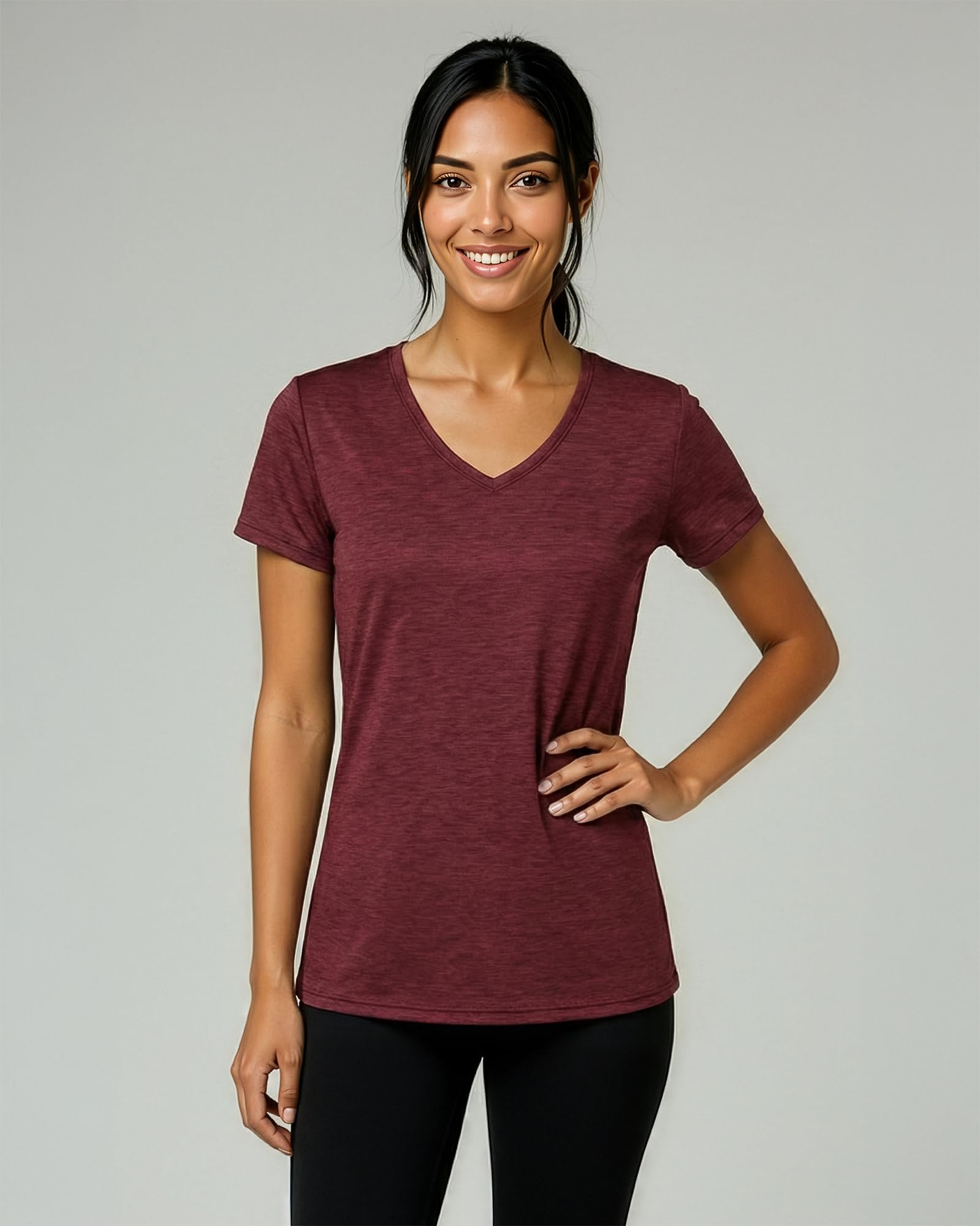 Real Essentials Ladies Dry Fit V Neck T-Shirt Donna (Pacco da 5)