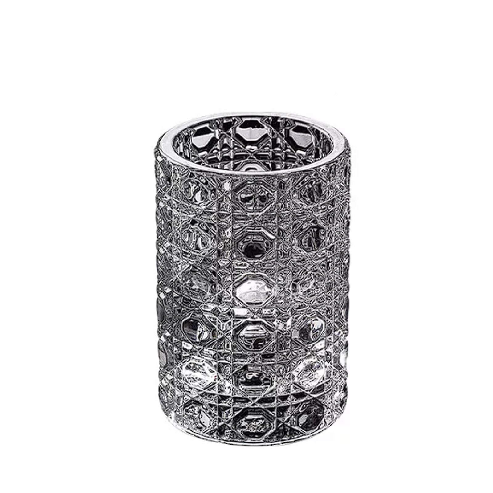 Crystal Glass Candle Holder Square-Patterned Textured Design Romantic Ambiance Decor for Candlelight Dinners Aromatherapy(S)