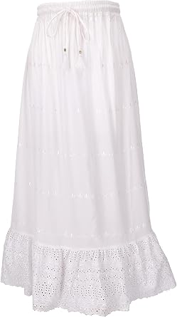 GURU SHOP Falda hippie con encaje, maxi falda hippie chic, flamenca,  sintética, faldas largas, ropa alternativa: Amazon.es: Ropa