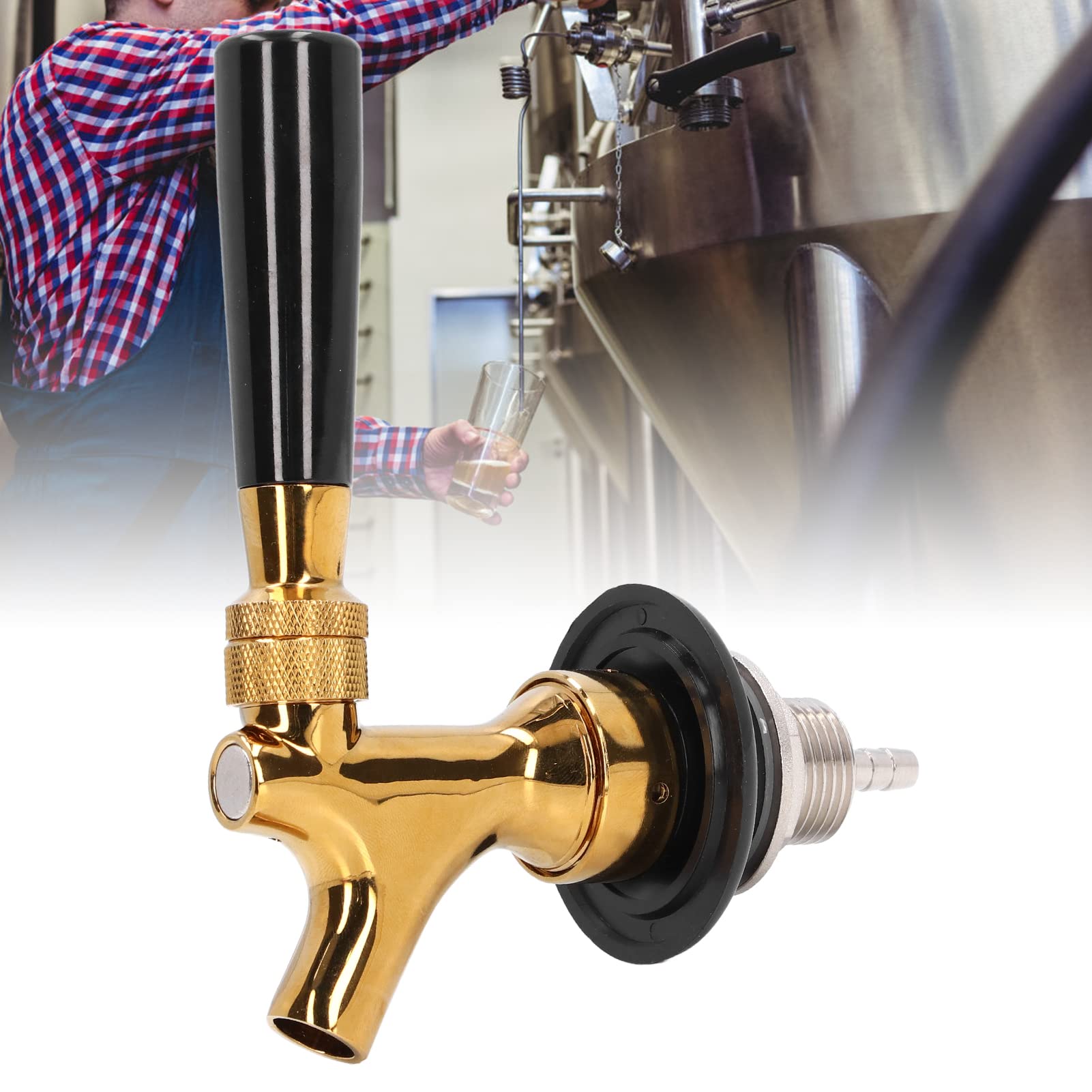 Stainless Steel Core Beer Faucet, Brass Beer Keg Tap Faucet Disconnect Picnic Party Corny Keg Faucet for Kegerator Adjustable Beer Tap
