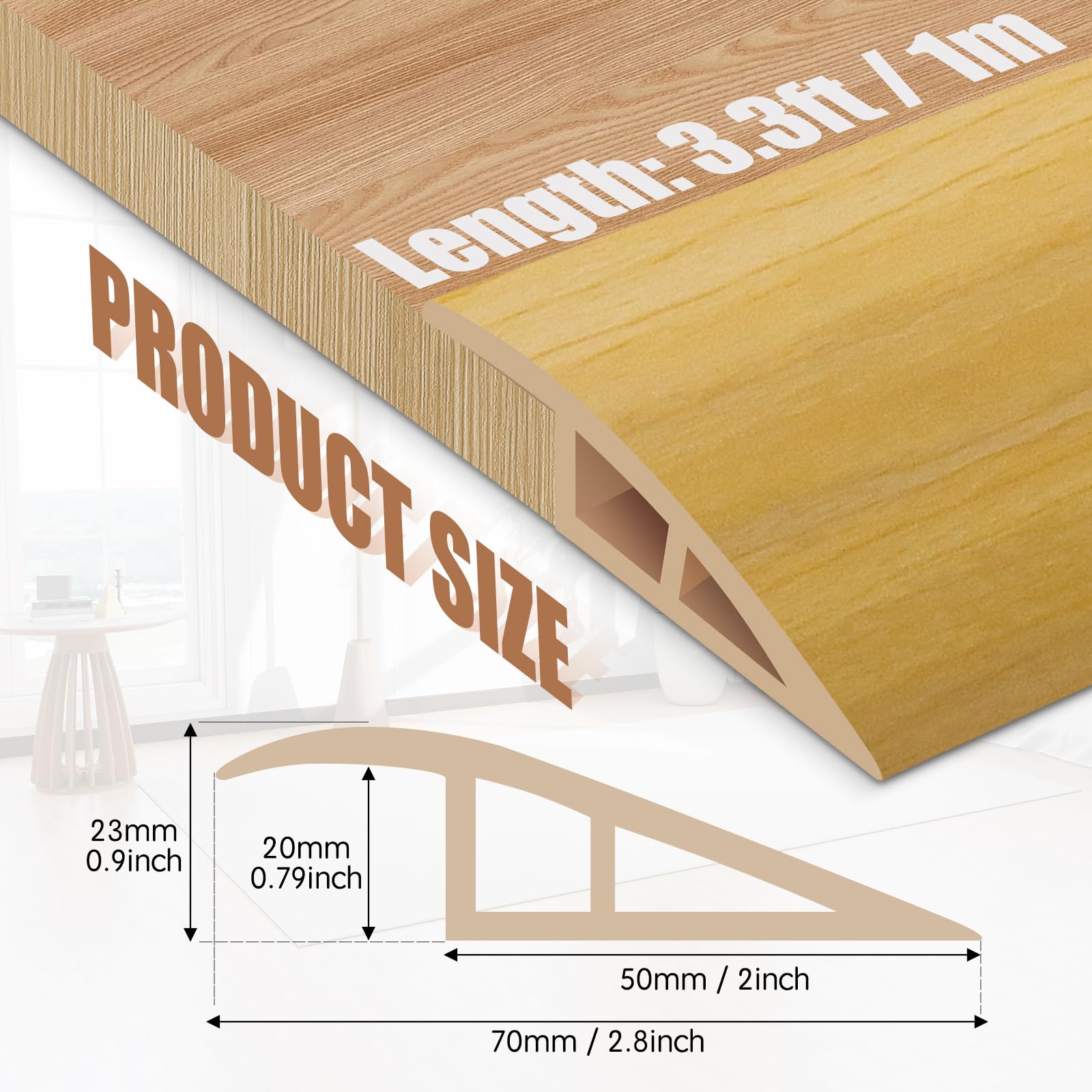 Floor Transition Strips Double Sided Self Adhesive Door Threshold Strips for Doorways Laminate Threshold for Gaps Carpet Floor Tiles - Image 2