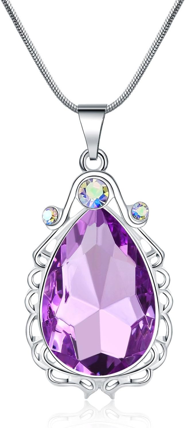 Sofia Necklace Amulet Teardrop Amethyst Pendant Necklace Sofia Princess Costumes Jewelry for Little Girls