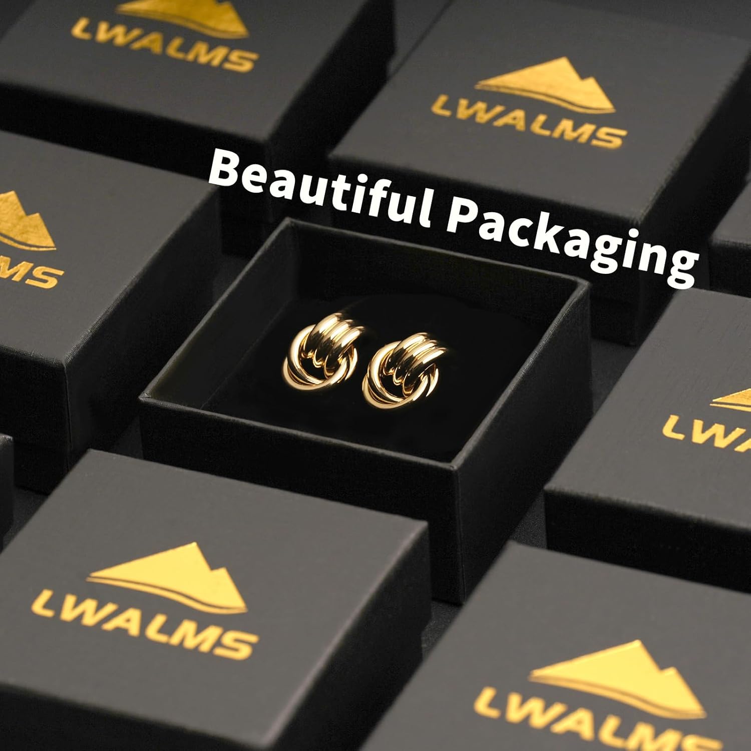 Chunky Gold Earrings for Women - Double Knots 14K Real Gold Plated Hypoallergenic Nickel Free Jewelry Dangle, Dainty Statement Knot Drop Earrings for Womens Trendy - Image 4