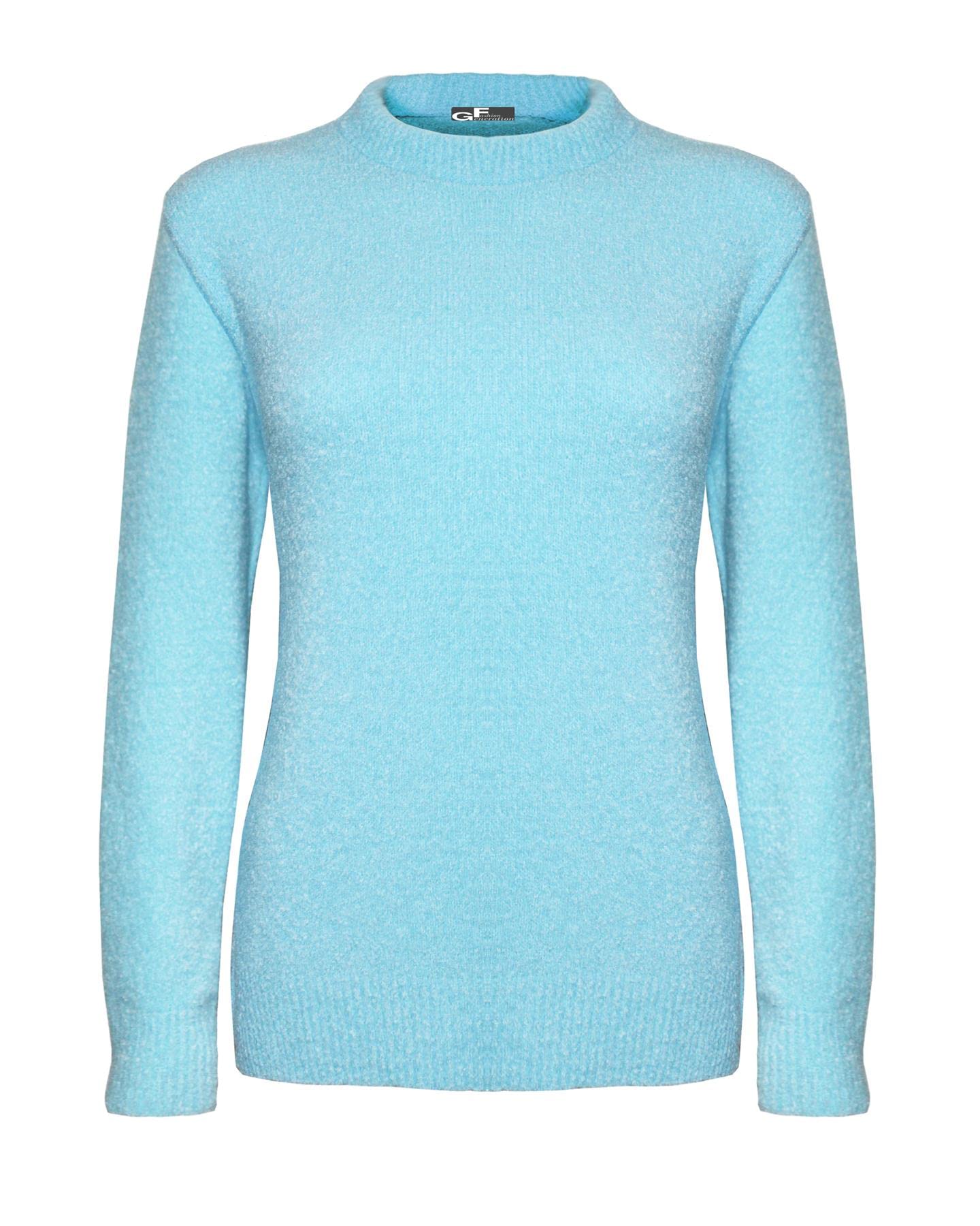 Generation Fashion New Ladies Women Knitted Long Sleeve Stretchable Crew Neck Jumper Sweater Pullover Top[Aqua,SM]