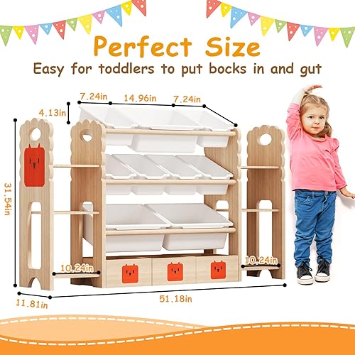 Miniatura 3 de Toy Storage Organizer - Toy Organizers and Storage with Bookshelf, Toy Storage Shelf with Storage Bins and Drawers, Kids Bookshelf and Toy Storage