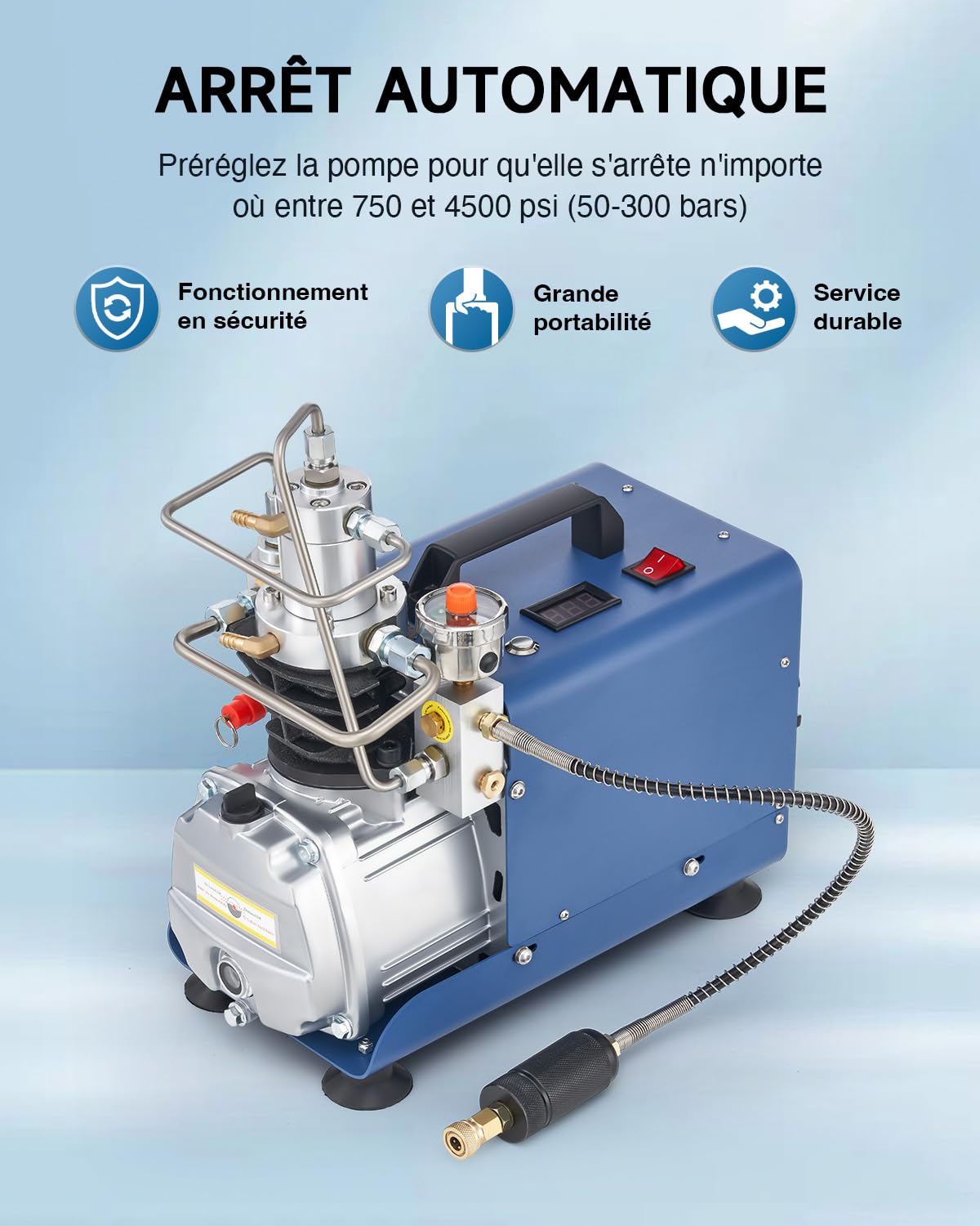 Mini Réservoir De Plongée, Pompe Haute Pression En Acier Inoxydable 30 MPA 4500 Psi 40 MPA 6000 Psi Manuel En Trois étapes Pour Divertissement Sous-marin, Sauvetage D'urgence (acier Inoxydable