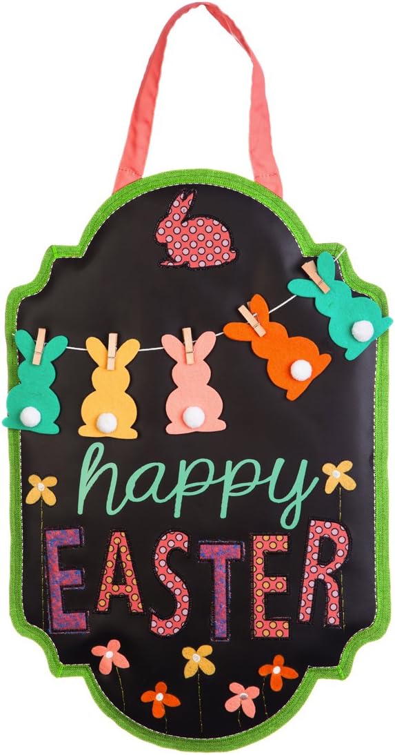 Evergreen Flag Happy Easter Chalkboard Banner Outdoor Safe Burlap Hanging Front Door Decorative Sign