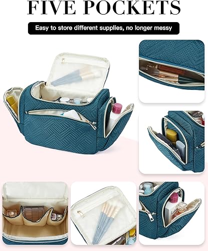 Miniatura 4 de Telena Travel Essentials - Neceser de maquillaje y cosméticos, organizador de maquillaje multifuncional colgante, accesorios resistentes al agua