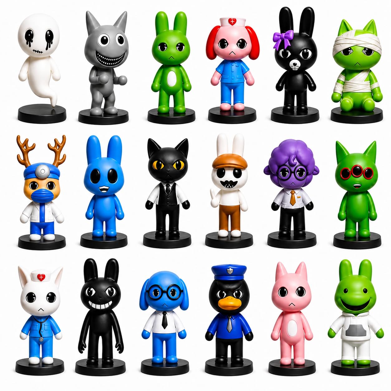18Pcs Animal Hospital Action Figures Collectible For Game Fans 3.2 Inches