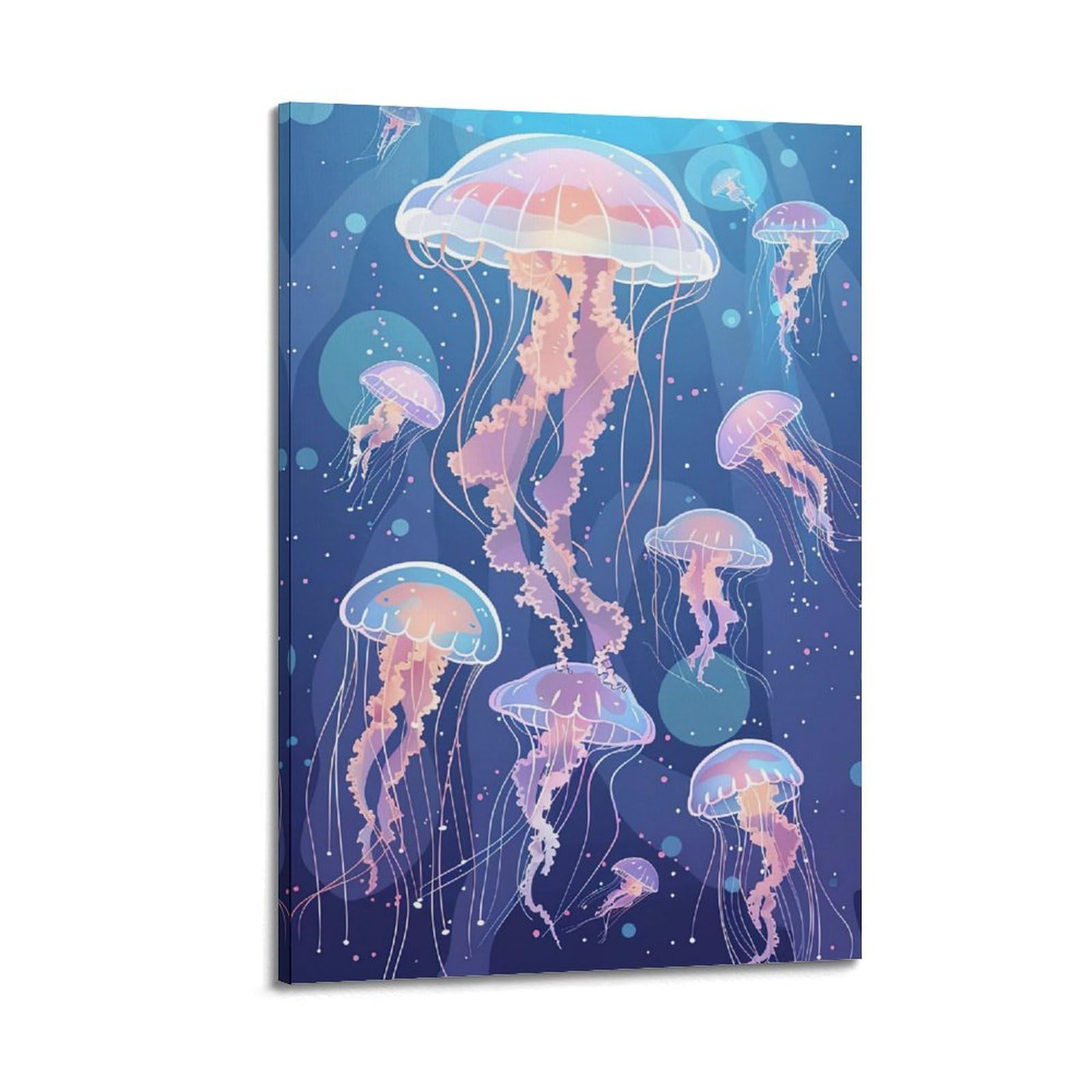 WPHSFX Marine Animal Poster Pink Purple Jellyfish Dreamscape Poster Decorative Painting Canvas Wall Posters And Art Picture Print Modern Family Bedroom Decor Posters 20x30inch(50x75cm)
