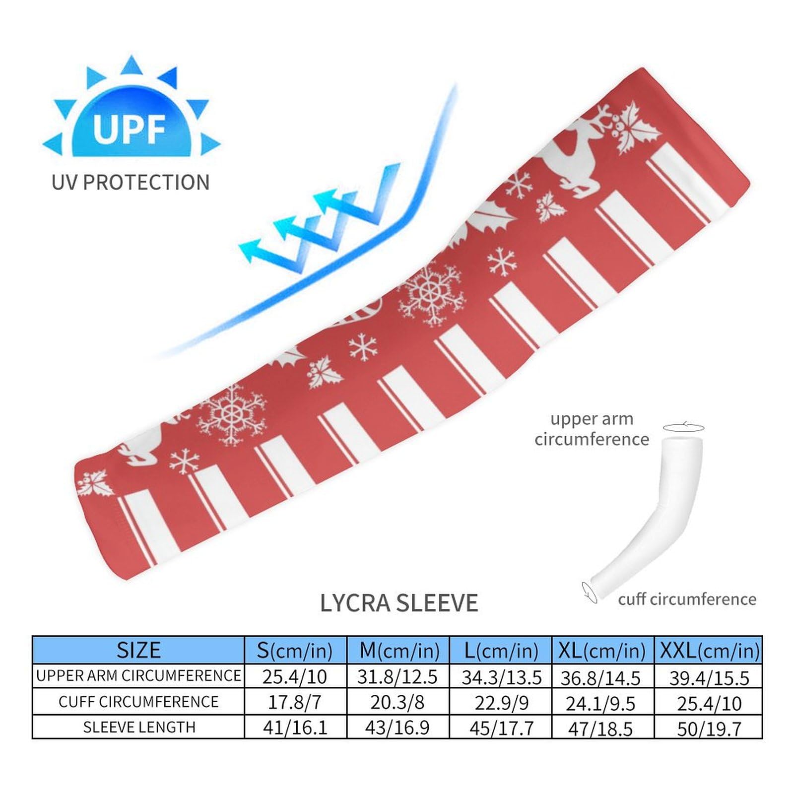 Cvrozpwy Arm Sleeves for Men And Women Christmas UV Sun Protection Compression Cooling Tattoo Cover Up for Outdoor