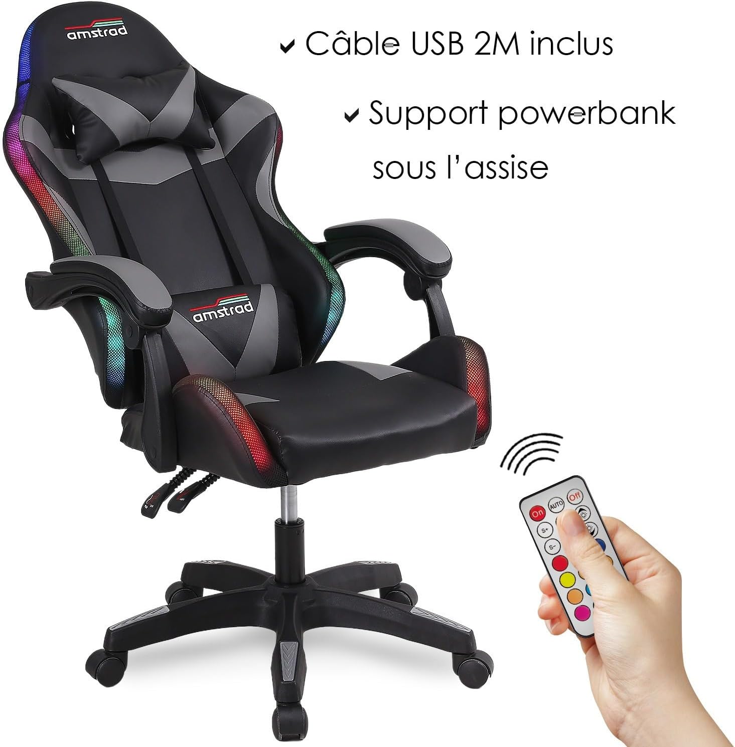 USB cable and remote control for Amstrad gaming chair