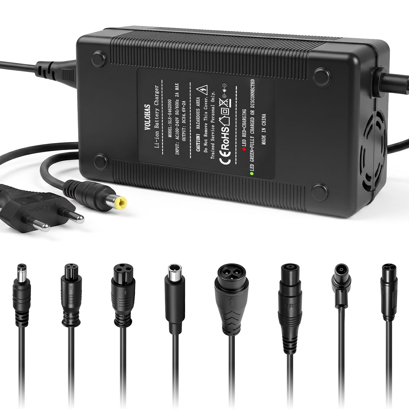 Chargeur 54,6 V 2 A pour scooter électrique Kukirin G2 Pro/Kukirin G2 MAX, pour scooter électrique Xiaomi 4 Ultra/5 Pro, chargeur de batterie au lithium 48 V de rechange avec connecteurs