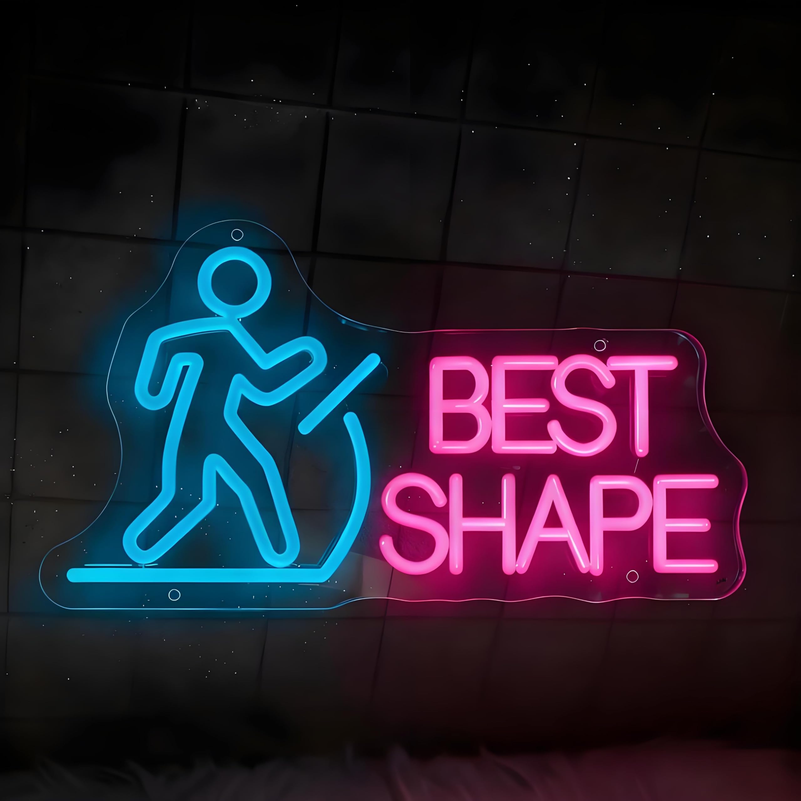 Best Shape Fitness LED Neon Sign - USB Powered Dimmable Neon Light for Home Gym Workout Space Bedroom Living Room Decor Party Wall Table Art Decor Gift 15.7 x 8.7 In