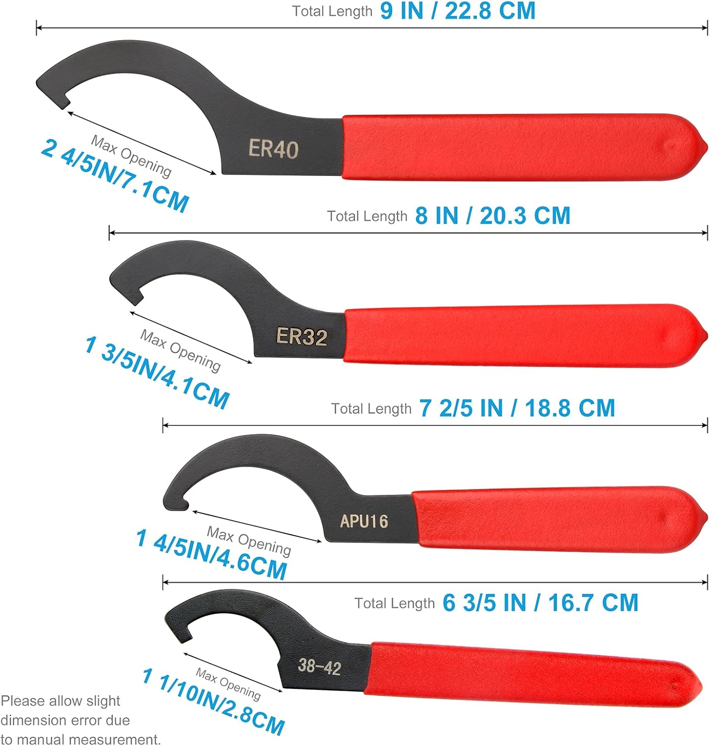 4Pcs Coilover Spanner Wrench Set, Professional Sturdy Universal Adjustment Wrench, Carbon Steel, Rubber