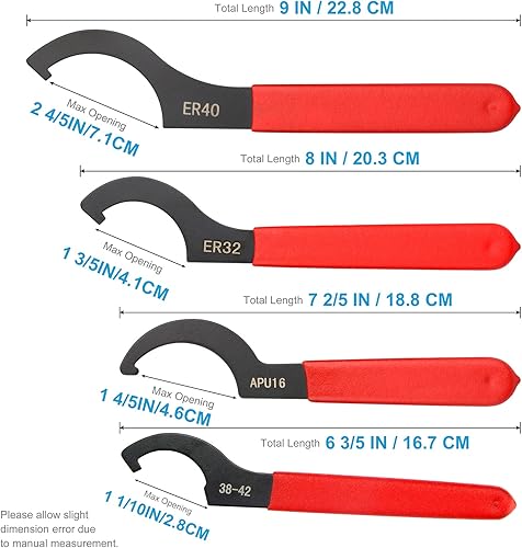 Miniatura 5 de Juego de 4 llaves helicoidales de ajuste universal, resistente profesional, acero al carbono, goma