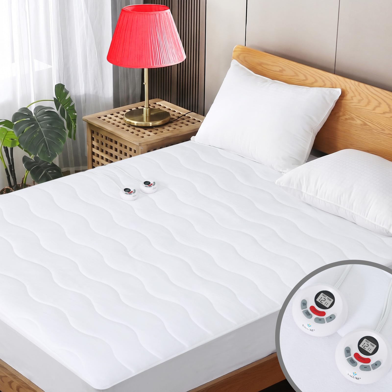 VALUXE Heated Mattress Pad Queen Size 12 Heat Settings Electric Bed Warmer