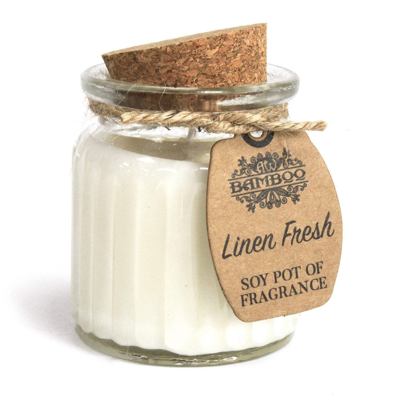 Light/Neutral Soy Pot Of Fragrance Glass Jar Candle - Linen Fresh